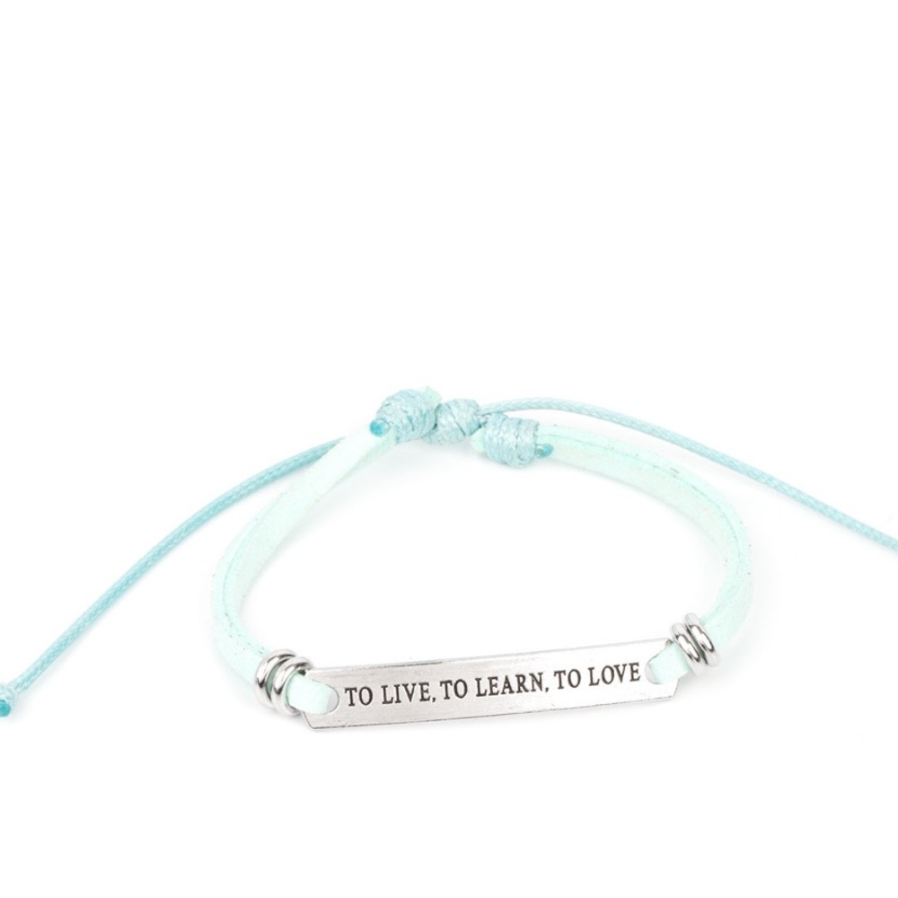 To Live, To Learn, To Love - Blue bracelet